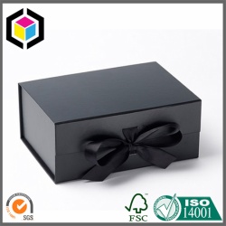 Matte Black Ribbon Close Paper Gift Box