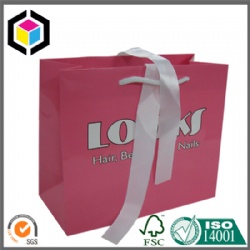 Glossy Color Print Satin Handle Cosmetics Gift Paper Bag