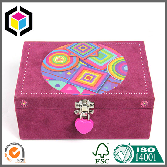 Flocking Fabric Surface Cardboard Jewelry Gift Storage Box with Mirror