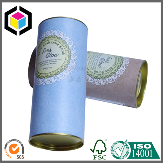 Cylinder Round Shape Color Print Paper Tube with Metal Lid China