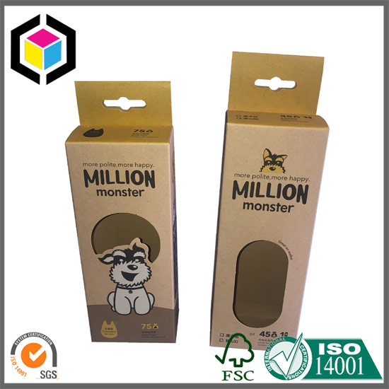 Clear Window Color Print Packaging Paper Box with Hang Tab