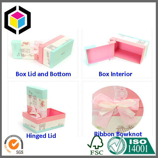 Color Print Lid Hinged Cardboard Gift Paper Box