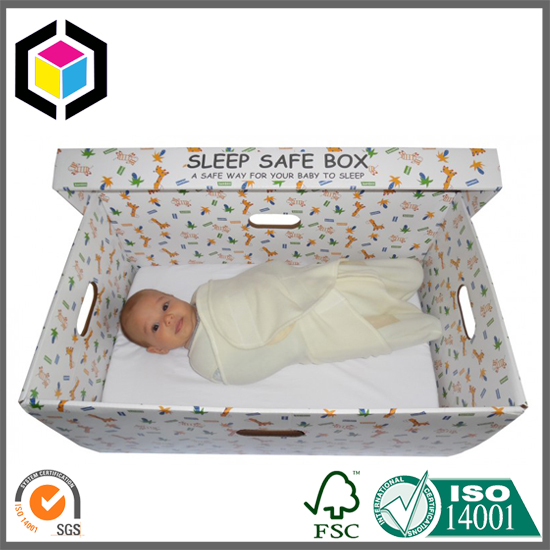 Corrugated Material Safe Sleep Baby Box with Detachable Lid