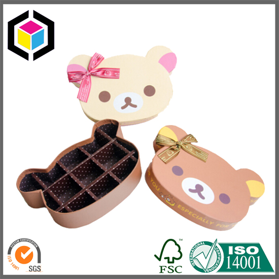 Bear Head Shape Cardboard Chocolate Box with Insert Divider