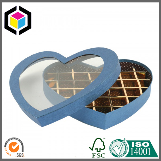 Heart Shape Cardboard Chocolate Box with Clear Window