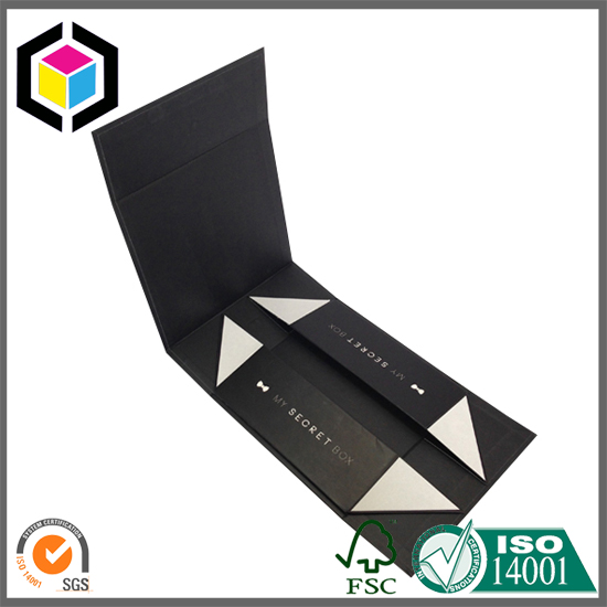 UV Glossy Logo Black Cardboard Paper Gift Box with Magnet