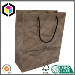 Black Color Print Plicate Brown Kraft Paper Shopping Bag