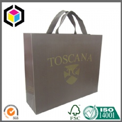 Gold Logo Color Print Luxury Paper Shopping Bag for Garment with Handle