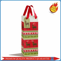 Striped Christmas Wine Paper Bag