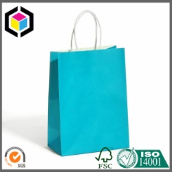 Blue Color White Kraft Paper Bag