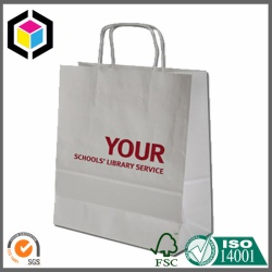 Logo Print White Kraft Paper Bag