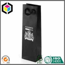 Litho Black Color Print Satin Handle Wine Paper Bag