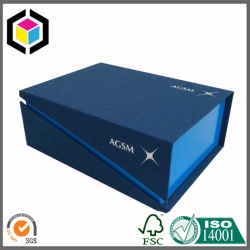 Navy Color Print Rigid Lid Hinged Cardboard Paper Gift Box for Wine
