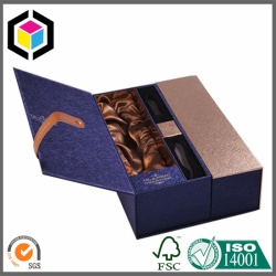 Luxury Dark Blue Color Cardboard Wine Bottle Packaging Gift Box