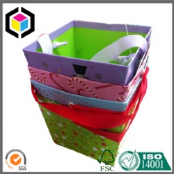 Satin Handle Cardboard Gift Box for Flower