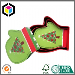 Matte Color Gloves Shape Christmas Cardboard Gift Box