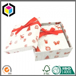 Ribbon Close Rigid Cardboard Christmas Gift Box with Lid