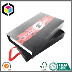 Ribbon Pull Matte Black Cardboard Drawer Paper Box