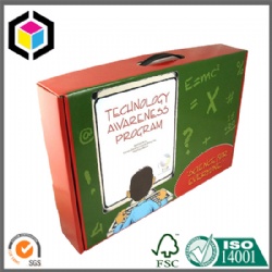 Full Color Print Corrugated Carrying Box with Plastic Handle