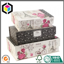 陈旧色彩印刷储物箱，硬纸板储物盒