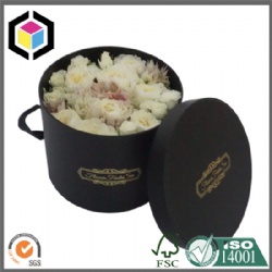 Black Color Round Shape Fresh Flower Cardboard Gift Box with Lid