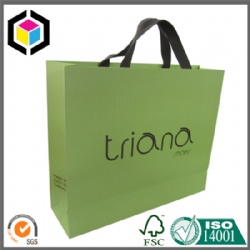 Luxury Green Color Print Shopping Paper Bag with Handle