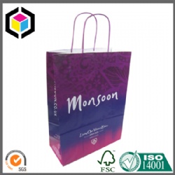 Purple Color Twisted Paper Handle Shopping Promotion Bag