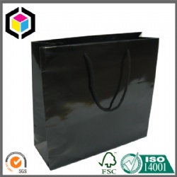 Glossy Solid Color Black Shopping Paper Bag for Promotion